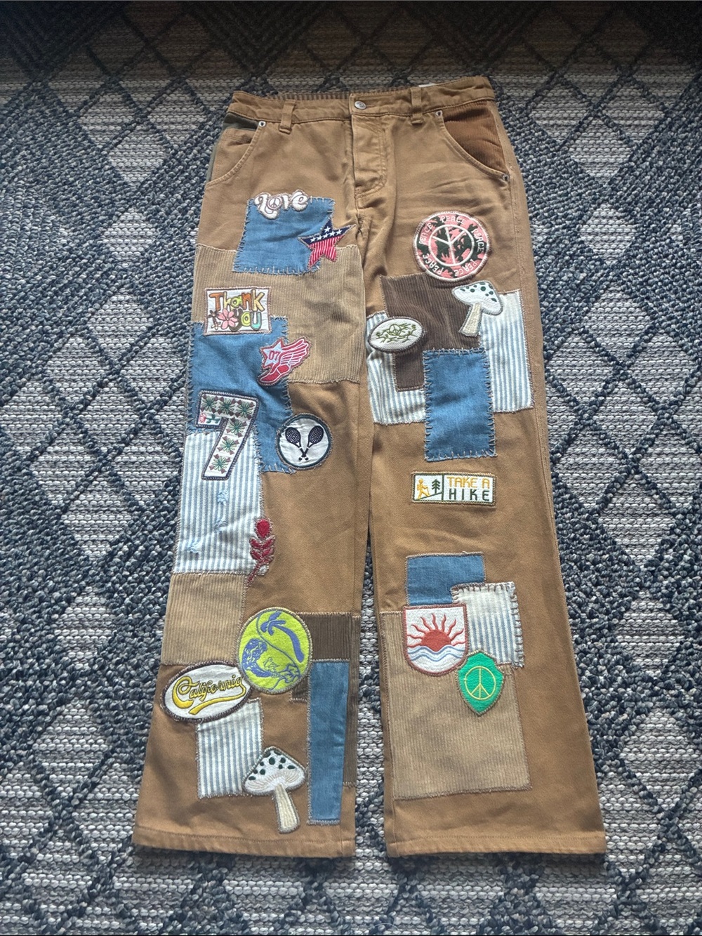 We The Free on you patch Embroidered baggy straight jeans